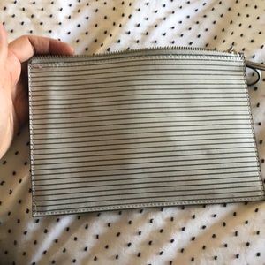 Madewell black and white striped clutch wallet